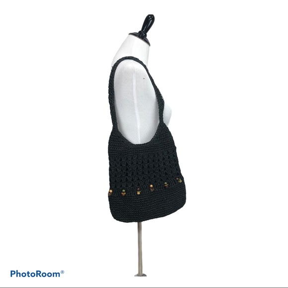 Handbags - Black woven beaded boho shoulder/sling bag